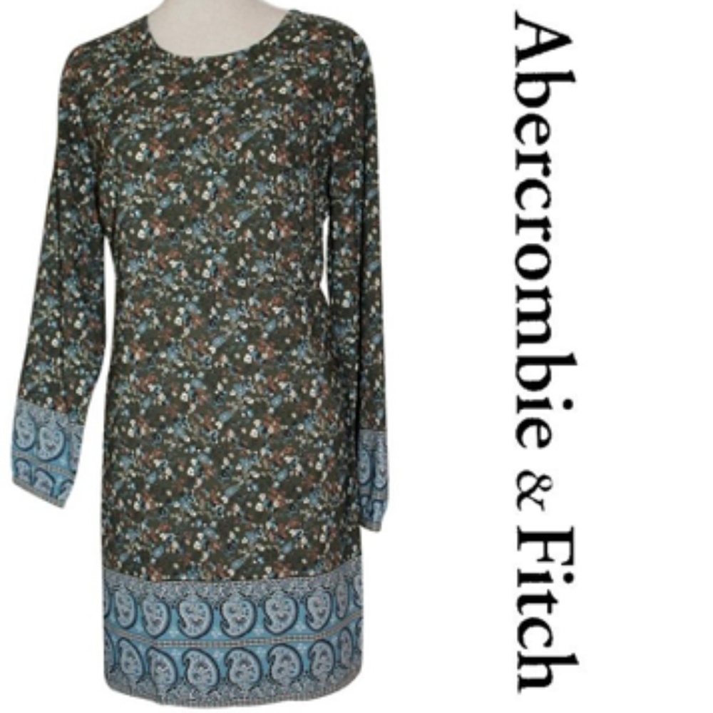 Abercrombie & Fitch Green Floral Long Sleeve Dress